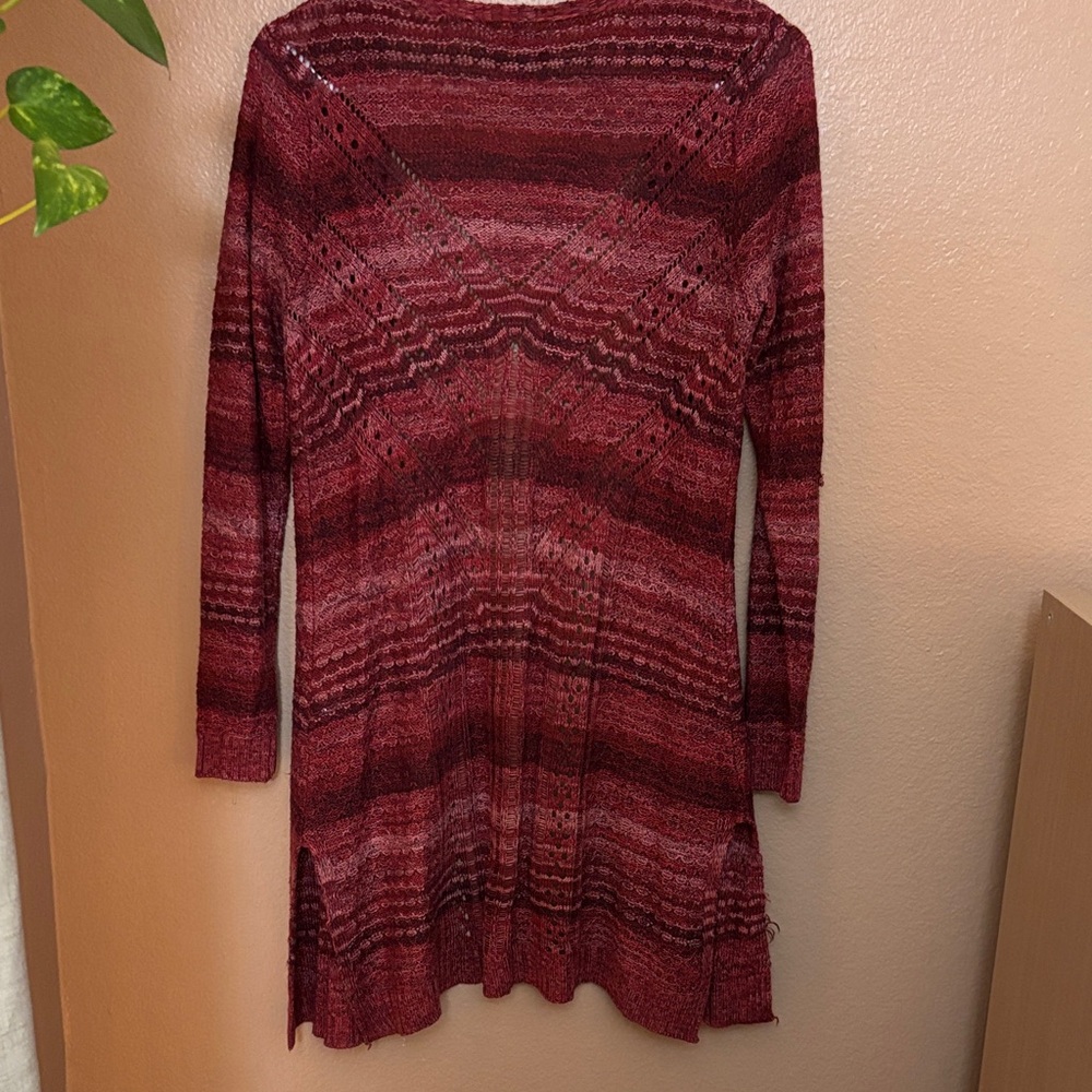Indigo Burgundy Patterned Cardigan - Picture 2 of 4